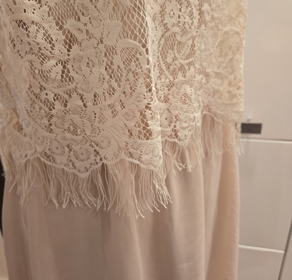 NWT Sabine Lace Overlay Fringe Sleeveless Dress Cream Size XS - Picture 7 of 10